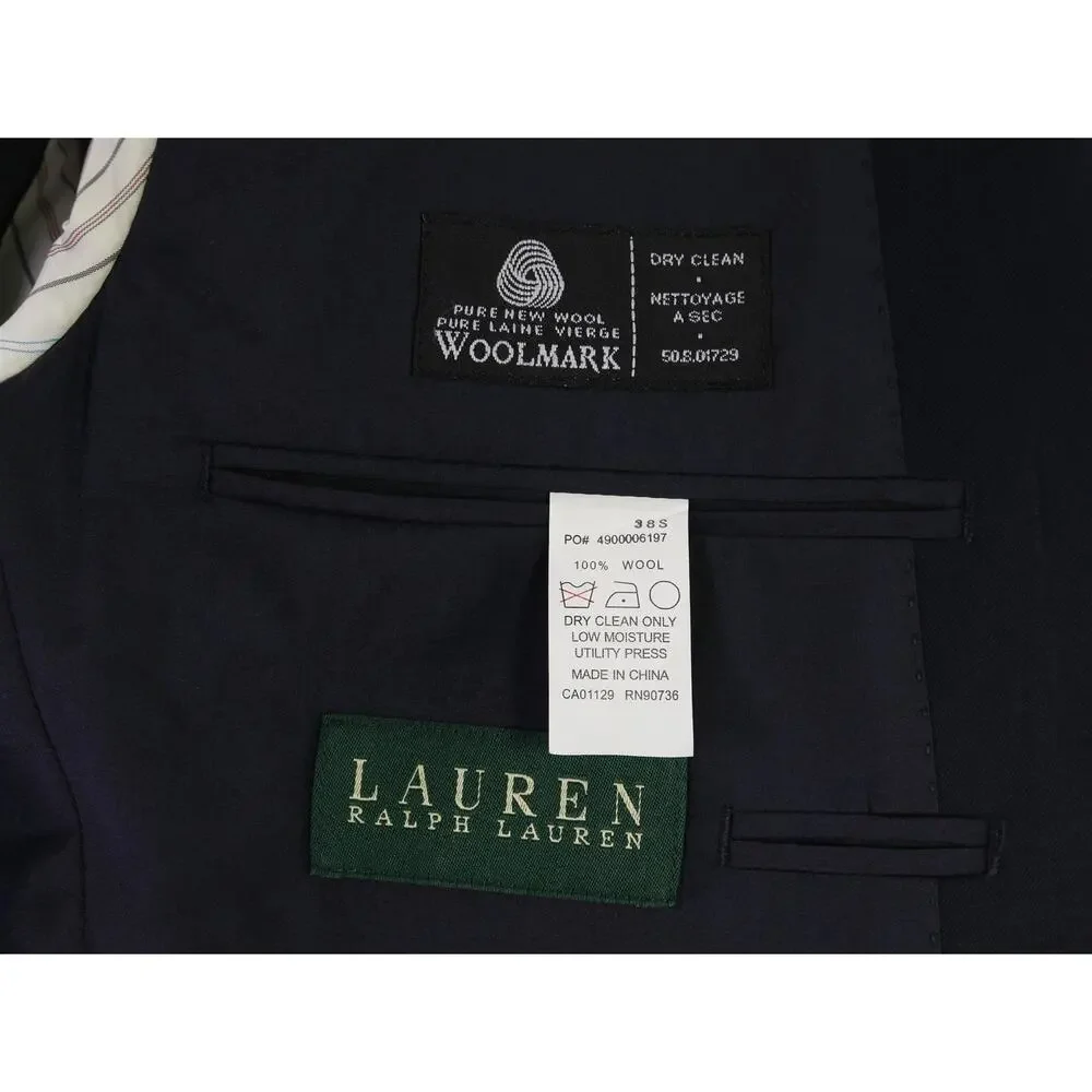 Lauren Ralph Lauren Navy Blue Gold Metal Buttons 2-Btn Wool Blazer Jacket 38S